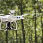 White Flying drone with camera