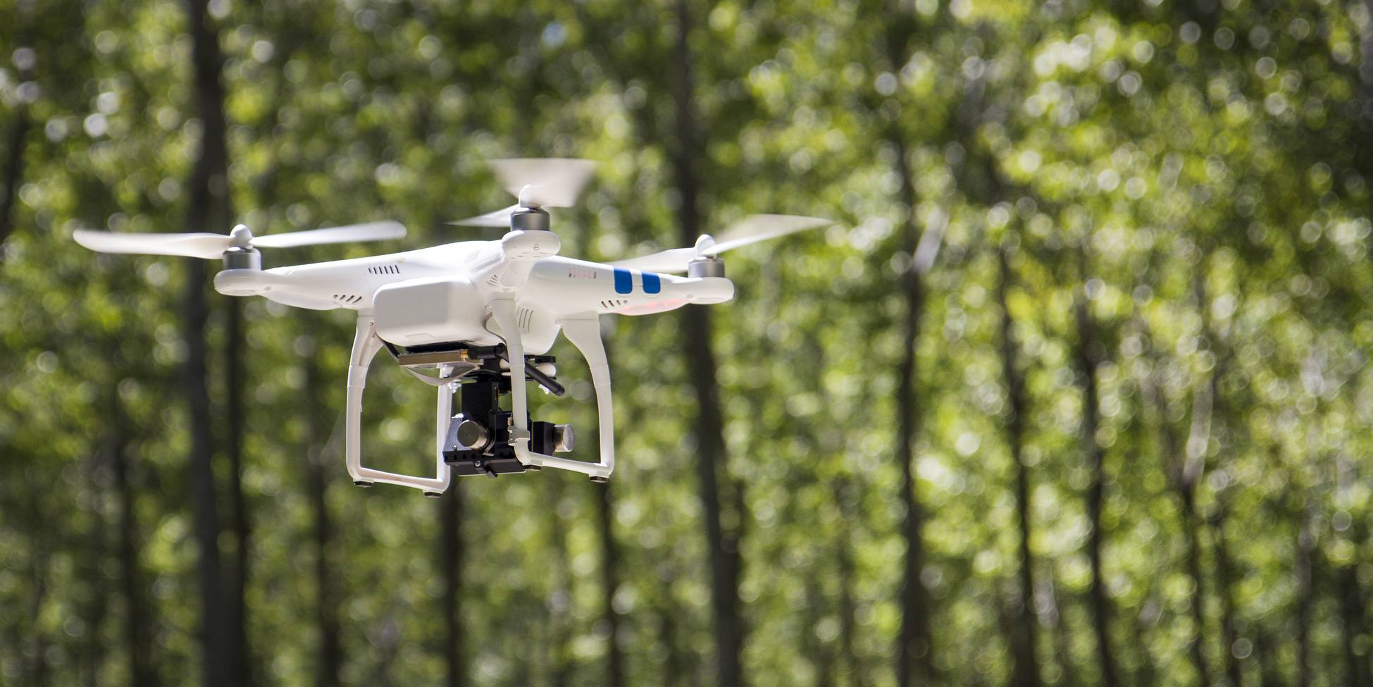 White Flying drone with camera